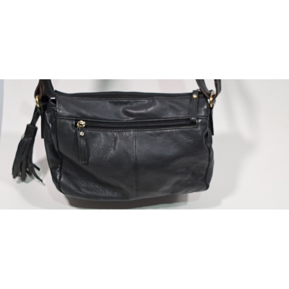 Great American Leather Works Black Leather Crossbody Bag Braided Tassel Purse - Picture 2 of 15